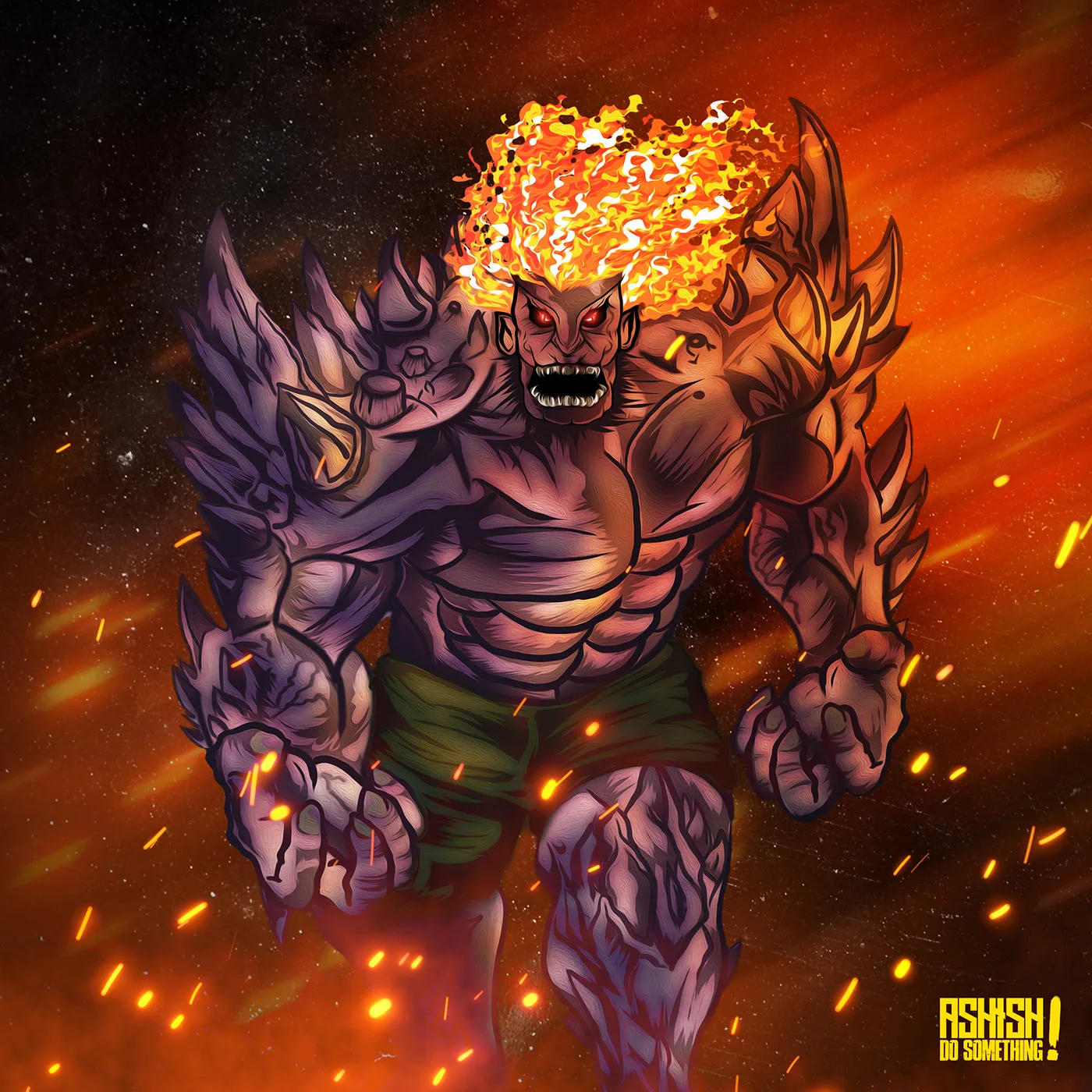 Fire demon illustration