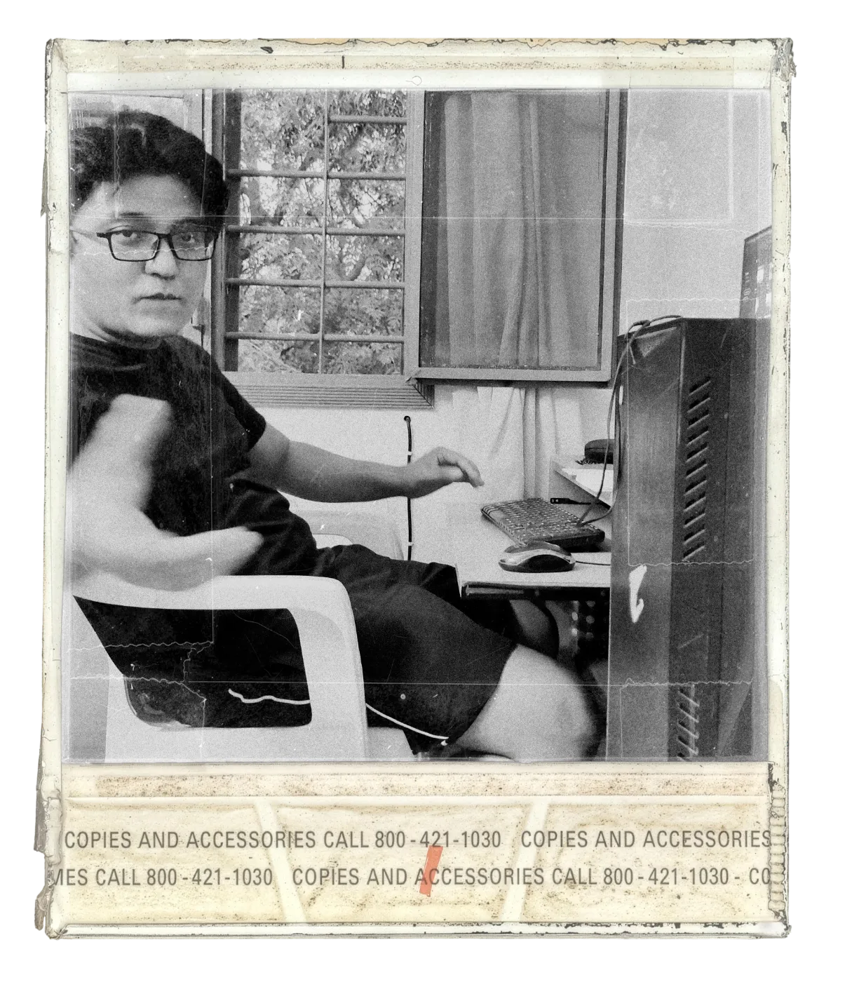 At the computer, working late