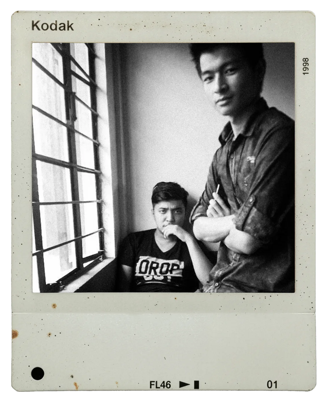 Sosa and Ashish by the window, Kodak slide