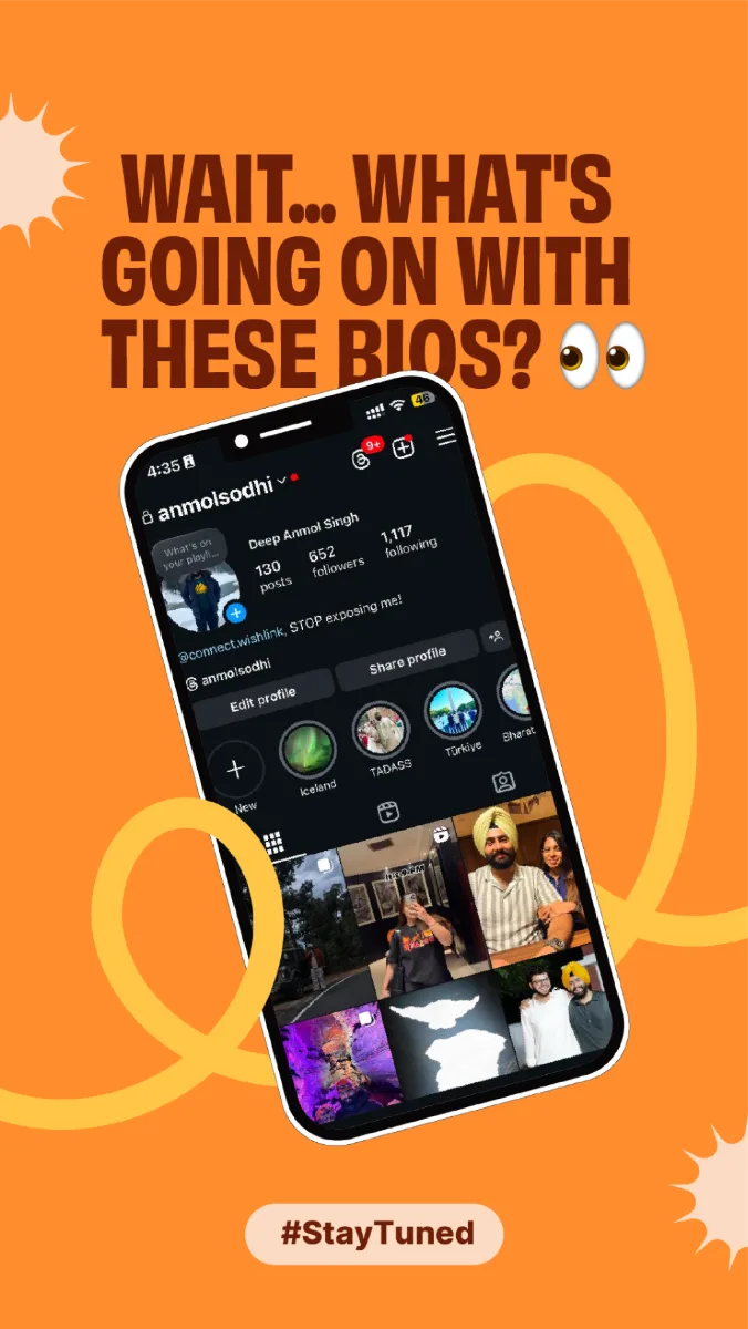 Instagram teaser story — what's going on with these bios